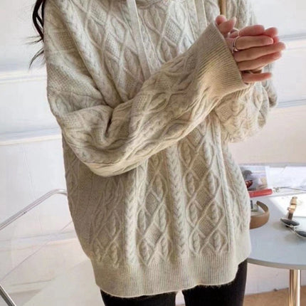 Women's twist loose hooded knitted sweater