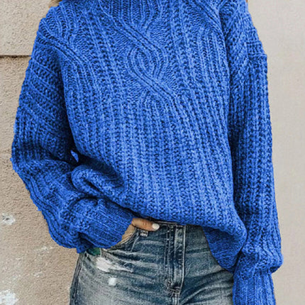 Women's pullover turtleneck twist knitted sweater top
