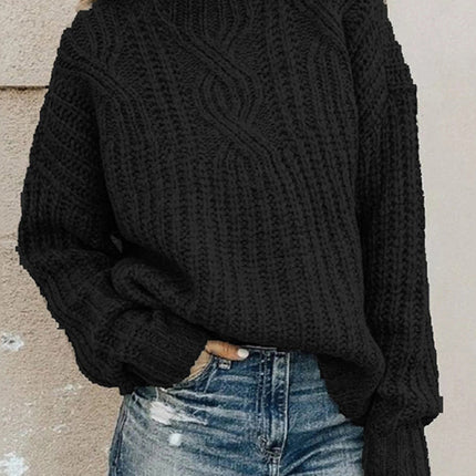 Women's pullover turtleneck twist knitted sweater top