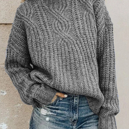Women's pullover turtleneck twist knitted sweater top