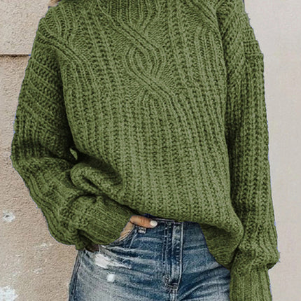 Women's pullover turtleneck twist knitted sweater top