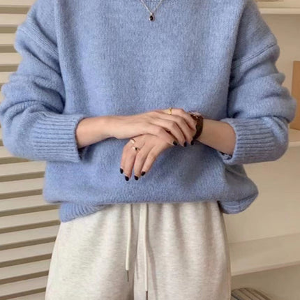 Women's round neck comfortable loose casual sweater