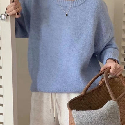 Women's round neck comfortable loose casual sweater