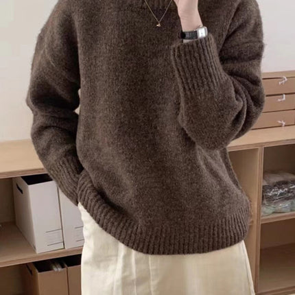 Women's round neck comfortable loose casual sweater