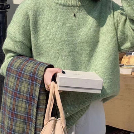 Women's round neck comfortable loose casual sweater