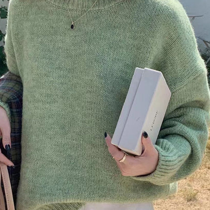 Women's round neck comfortable loose casual sweater