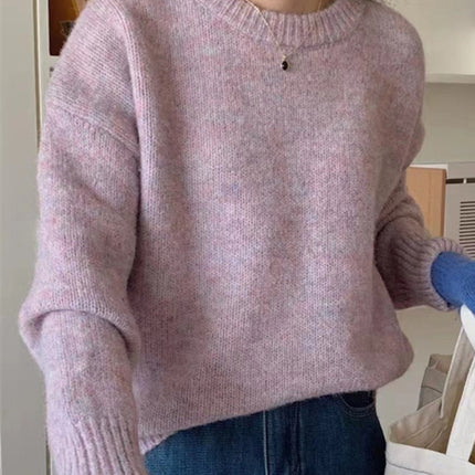 Women's round neck comfortable loose casual sweater