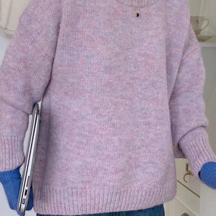 Women's round neck comfortable loose casual sweater