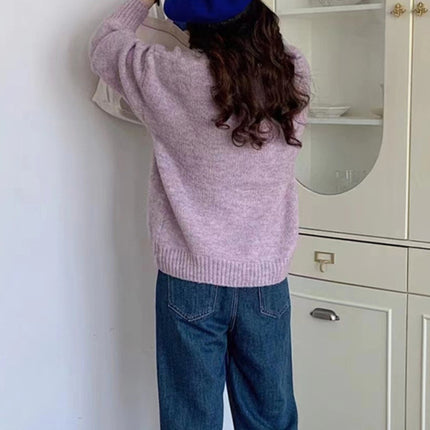 Women's round neck comfortable loose casual sweater