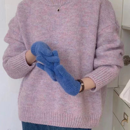 Women's round neck comfortable loose casual sweater