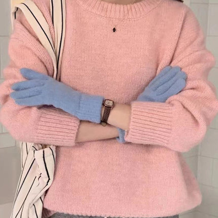 Women's round neck comfortable loose casual sweater