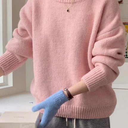 Women's round neck comfortable loose casual sweater