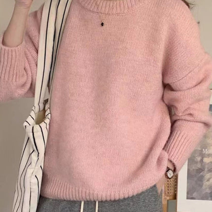 Women's round neck comfortable loose casual sweater