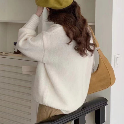 Women's round neck comfortable loose casual sweater