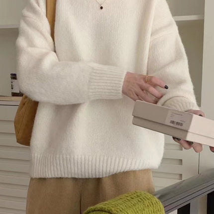 Women's round neck comfortable loose casual sweater