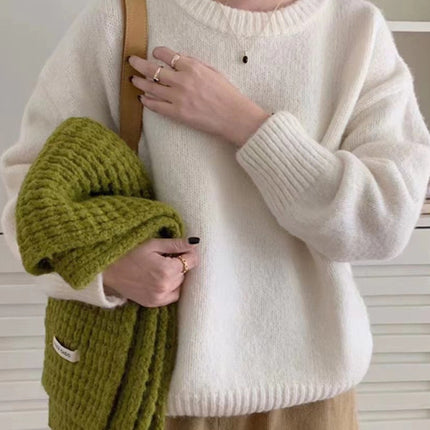Women's round neck comfortable loose casual sweater