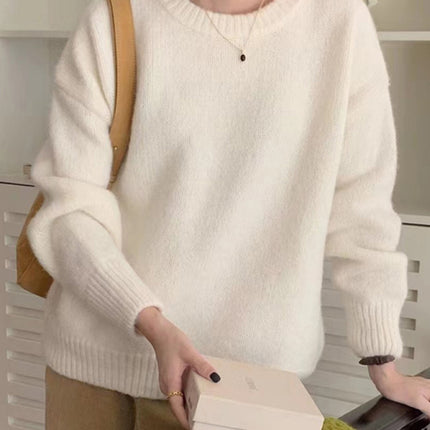 Women's round neck comfortable loose casual sweater