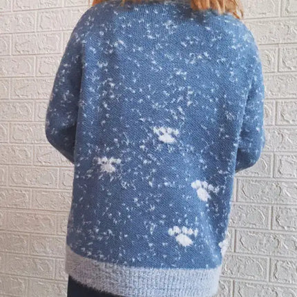 Suéter navideño de Año Nuevo para mujer, suéter de punto con cuello redondo y copo de nieve 