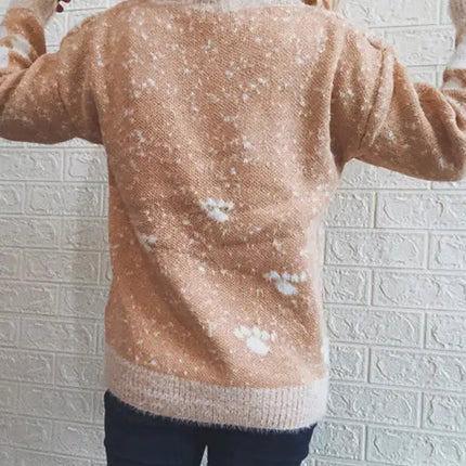 Suéter navideño de Año Nuevo para mujer, suéter de punto con cuello redondo y copo de nieve 