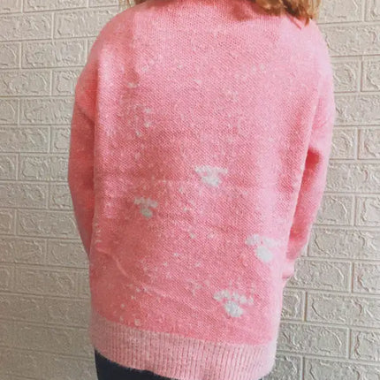 Suéter navideño de Año Nuevo para mujer, suéter de punto con cuello redondo y copo de nieve 