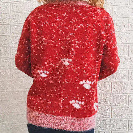 Suéter navideño de Año Nuevo para mujer, suéter de punto con cuello redondo y copo de nieve 