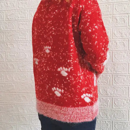 Suéter navideño de Año Nuevo para mujer, suéter de punto con cuello redondo y copo de nieve 
