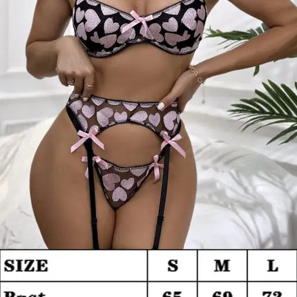 Conjunto de lencería sexy bordado para mujer 