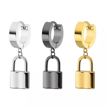 Stainless Steel Padlock Earring