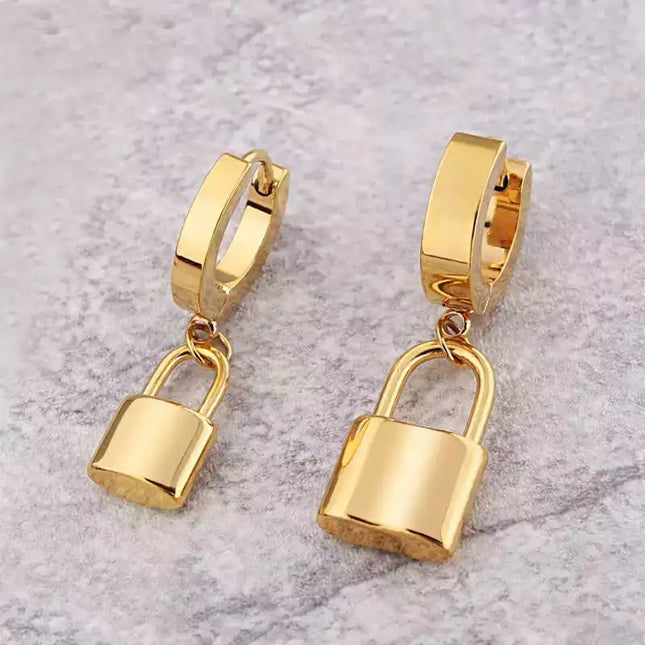 Stainless Steel Padlock Earring