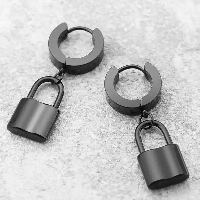 Stainless Steel Padlock Earring