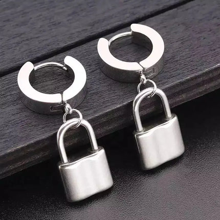Stainless Steel Padlock Earring