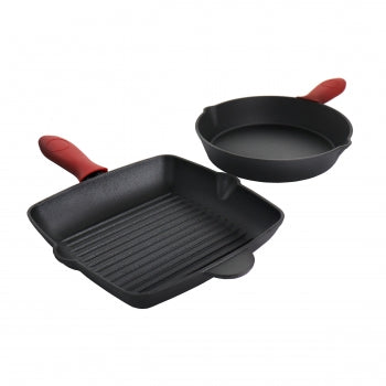 MegaChef Pre-Seasoned 4 Piece Cast Iron Set with Silicone Handles - Vickie Lynn's