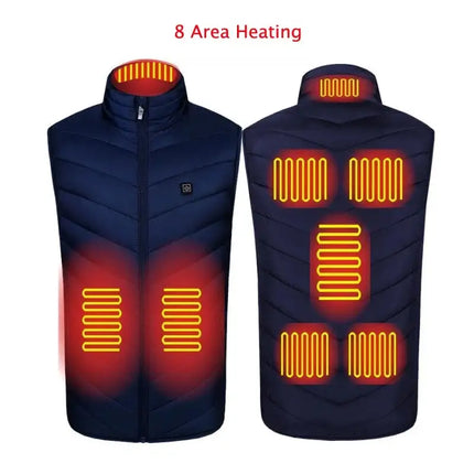 Winter Men Stand-up Collar S / red 9pcs heated Cotton Vest - Vickie Lynn's