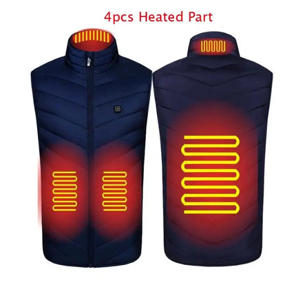 Winter Men Stand-up Collar XL / black 9pcs heated Cotton Vest
