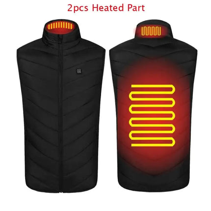Winter Men Stand-up Collar XL / black 9pcs heated Cotton Vest