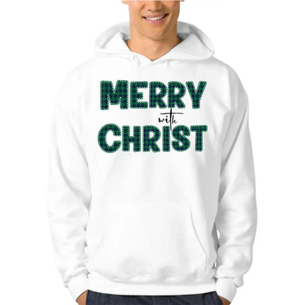 Uniquely You Unisex Apparel, Merry With Christ, Green Plaid Christmas