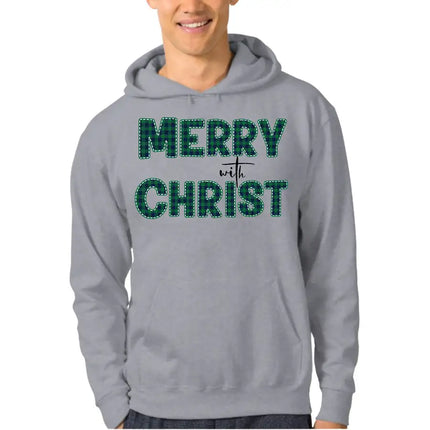 Uniquely You Unisex Apparel, Merry With Christ, Green Plaid Christmas