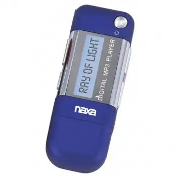 Reproductor MP3 Naxa con memoria flash incorporada de 4 GB, pantalla LCD y adaptador de enchufe USB incorporado, color azul