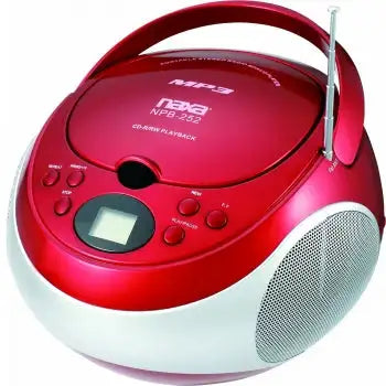 Naxa Reproductor MP3/CD portátil con radio estéreo AM/FM - Rojo