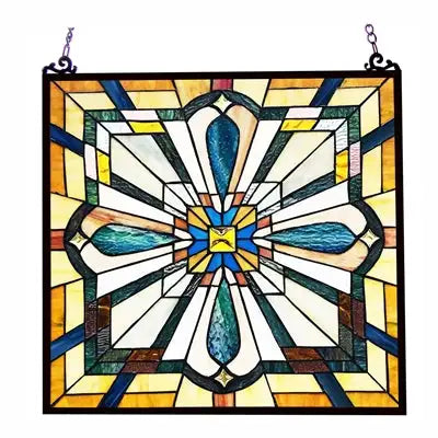 ARCHIE Tiffany-Style Mission Stained Glass Window Panel 20" Height
