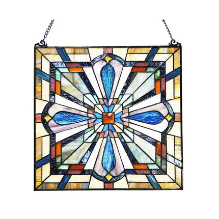ARCHIE Tiffany-Style Mission Stained Glass Window Panel 20" Height