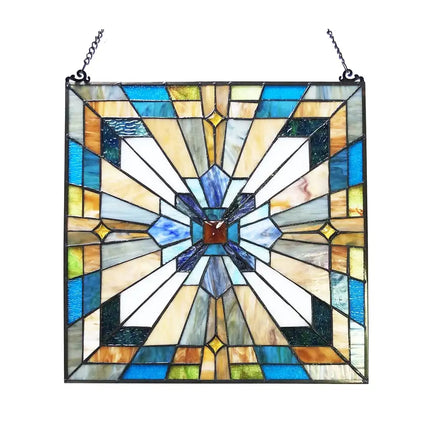 ANTOINETTE Tiffany-Style Mission Stained Glass Window Panel 20"