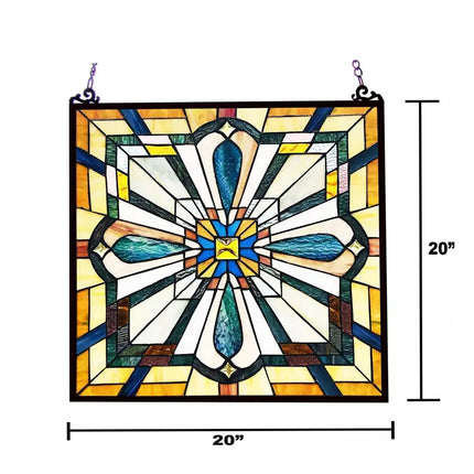 ARCHIE Tiffany-Style Mission Stained Glass Window Panel 20" Height