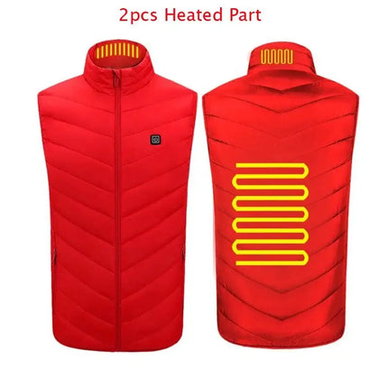 Winter Men Stand-up Collar S / red 2pcs heated Cotton Vest