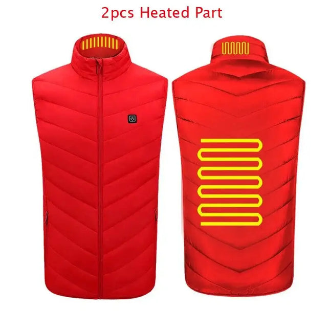 Chaleco de algodón con calefacción de invierno para hombre con cuello alto XXXL / rojo 2 piezas