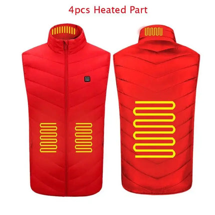 Winter Men Stand-up Collar S / red 4pcs heated Cotton Vest