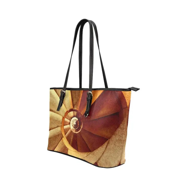 Shoulder Bag - Beige & Brown Swirl Style Large Leather Tote Bag