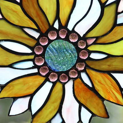 SOAR Tiffany-style Green Animal/Floral Design Window Panel 17" x 7.75"