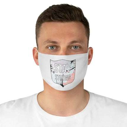 Stay Strong Graphic Style White Fabric Face Mask