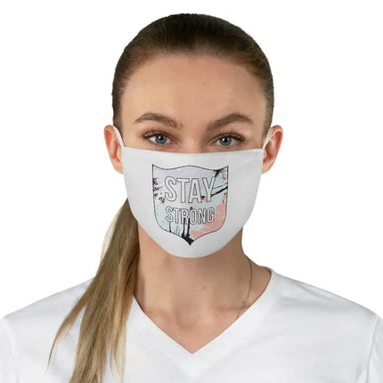 Stay Strong Graphic Style White Fabric Face Mask